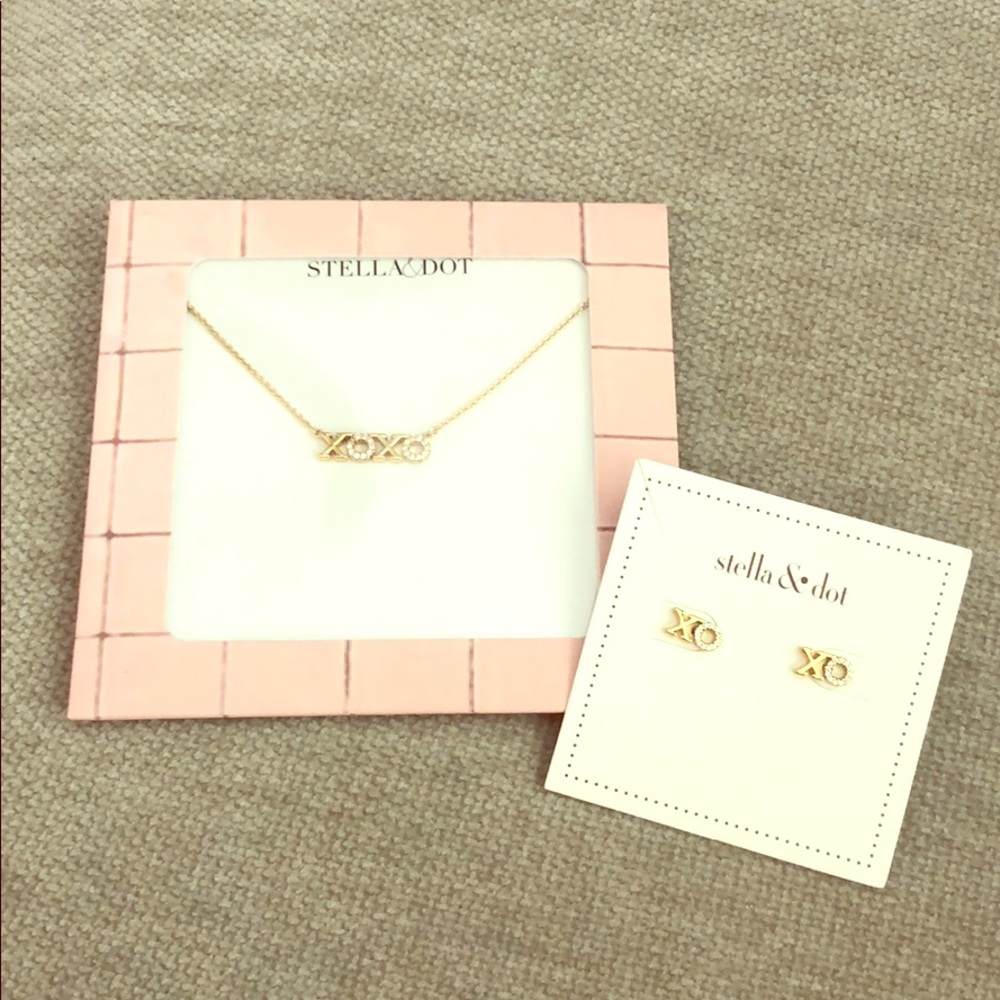 Stella&Dot XOXO Gold Pairing Necklace & Earrings
